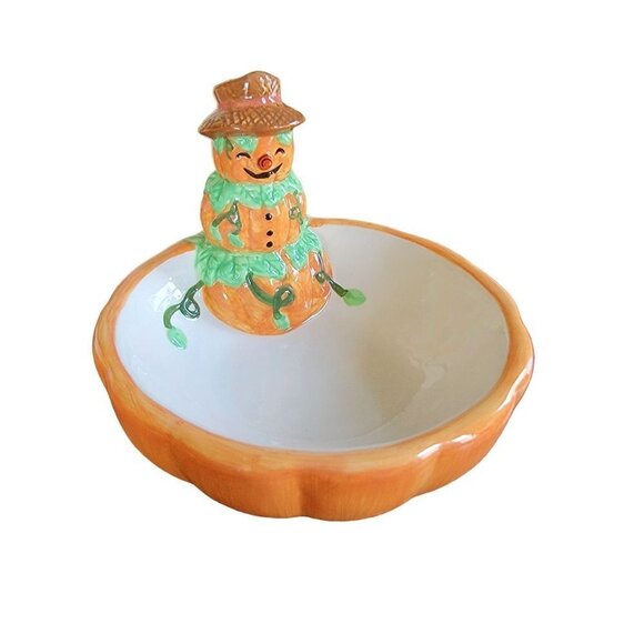 Bewitching Boo-tique Vintage Candy Bowl Pumpkins Scarecrow 6" NWB - Picture 4 of 8